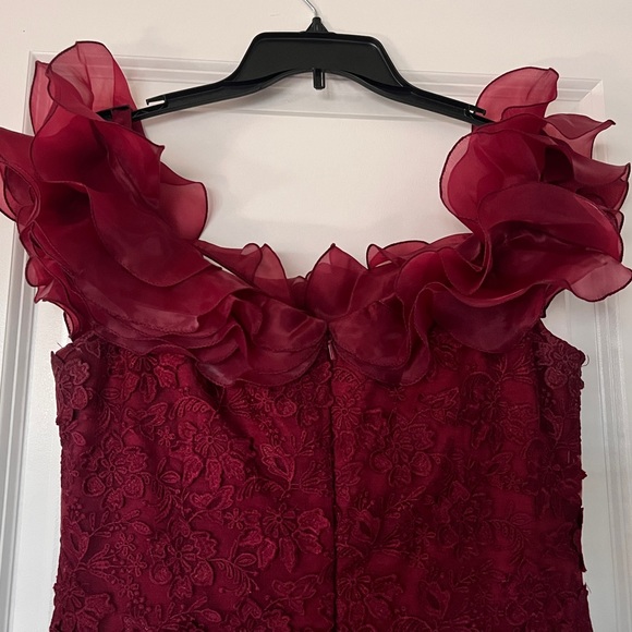 MOTHER OF THE BRIDE Montage by Mon Cheri Cranberry Lace/Organza Gown #119931 - Picture 3 of 10
